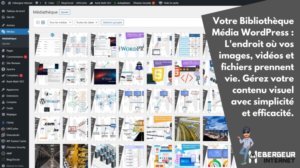 Votre Bibliothèque Média WordPress : L'endroit où vos images, vidéos et fichiers prennent vie. Gérez votre contenu visuel avec simplicité et efficacité.