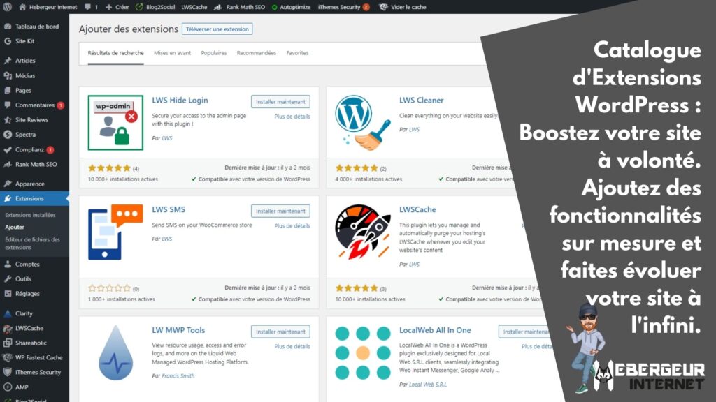 Catalogue d'Extensions WordPress : Boostez votre site à volonté. Ajoutez des fonctionnalités sur mesure et faites évoluer votre site à l'infini.