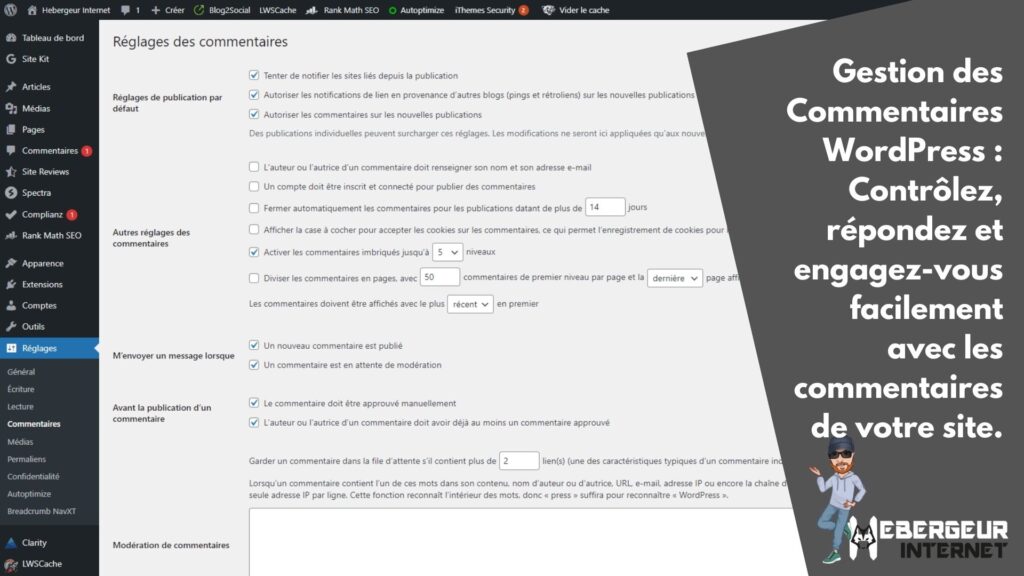 Gestion des Commentaires WordPress : Contrôlez, répondez et engagez-vous facilement avec les commentaires
de votre site.